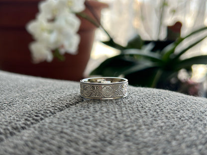 8mm 925 Silver Floral Wedding Band for Men and Women Ornament | AT-8364