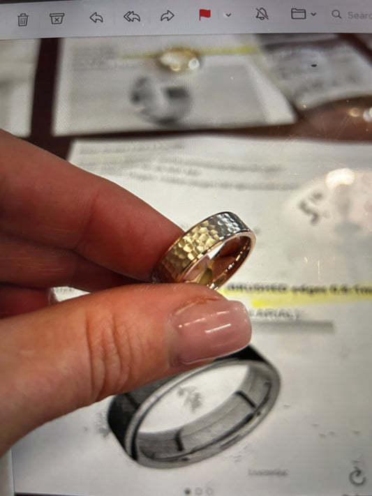 Custom Order for Franklyn, 5mm 18k RW, Hand Hammered, size 7, by April 20-25