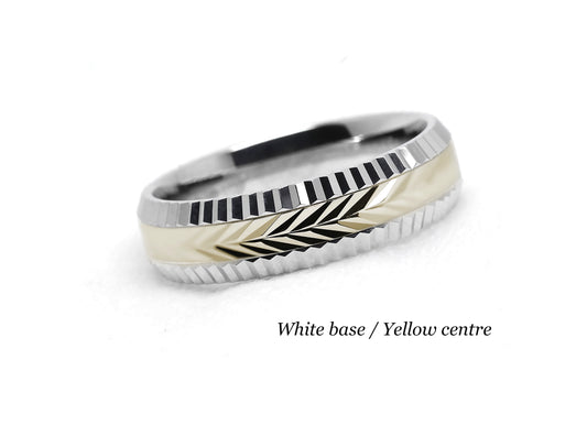 5mm Gold Wedding Band for Men and Women Wheat Faceted Beveled  | T-0062