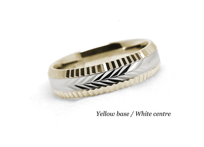 5mm Gold Wedding Band for Men and Women Wheat Faceted Beveled  | T-0062