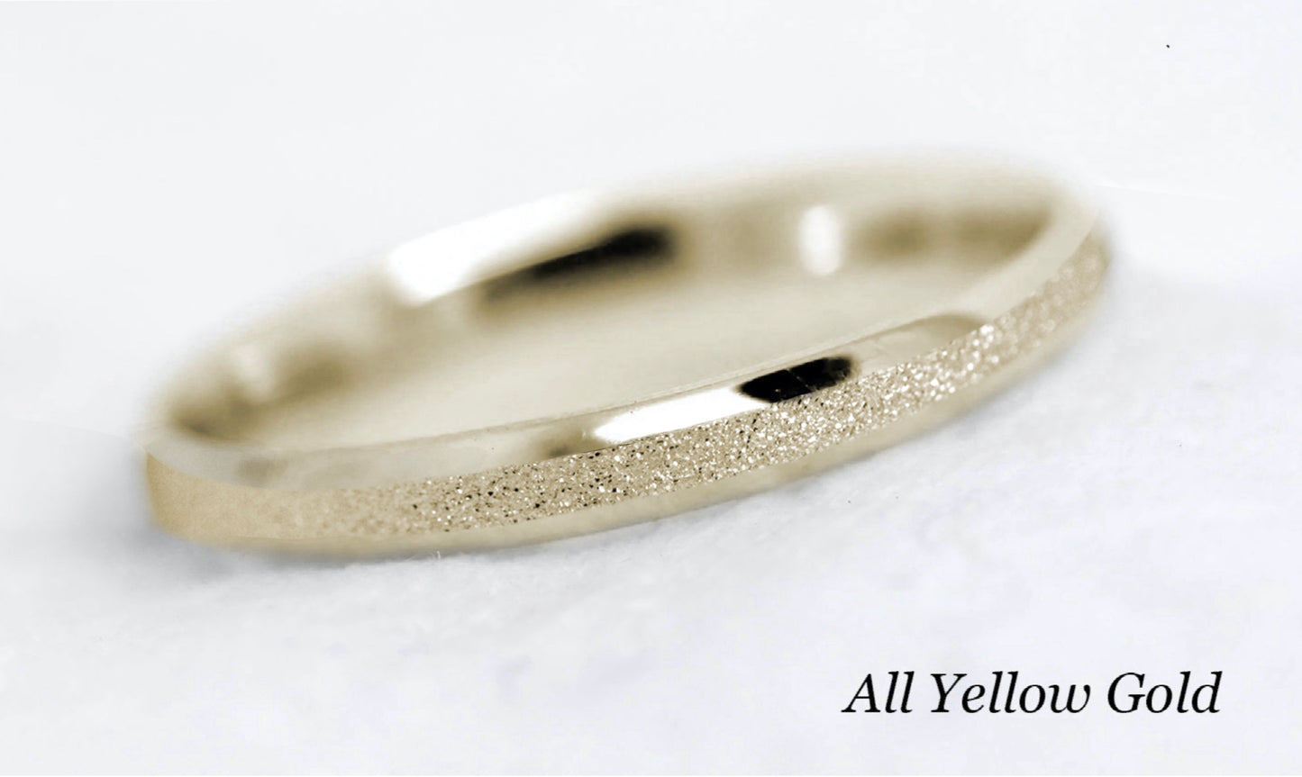 2mm Gold Sparkly Wedding Band for Women with Beveled Edges | AT-0022