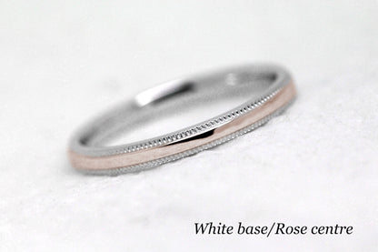 2mm Solid Gold Wedding Band for Women Polished Simple Milgrain Edge | AT-0002