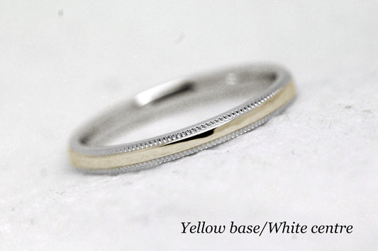 2mm Solid Gold Wedding Band for Women Polished Simple Milgrain Edge | AT-0002