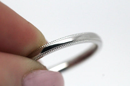 2mm Solid Gold Wedding Band for Women Polished Simple Milgrain Edge | AT-0002