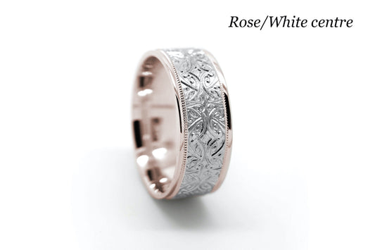 floral wedding band, floral wedding ring
