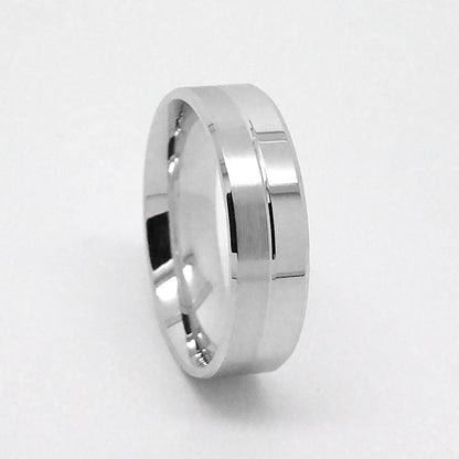 6mm 925 Silver Beveled Brushed and Polished Wedding Band for Men and Women | 6555