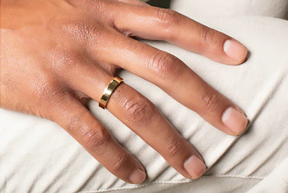 4 mm Solid Gold FLAT Polished Comfort Fit Men's & Women's Wedding Ring, Simple Plain Flat Gold Band | AT-9559