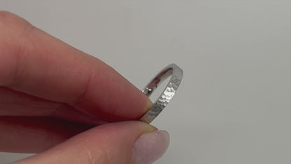 3mm Gold Hammered Wedding Band for Men and Women Flat | AT-0018