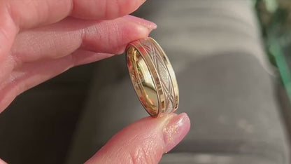7mm Solid Gold Infinity Wedding Band for Men and Women Sparkly Stardust | AT-0001