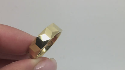 6mm Gold Wedding Band for Men and Women Optical Illusion Geometric | 1234