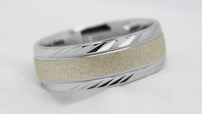 8mm Gold Wedding Band for Men and Women with Filigree Edge | T-6673