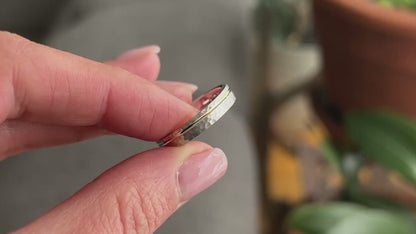 4mm Silver & Gold Hammered Wedding Ring for Men and Women | AT-0025