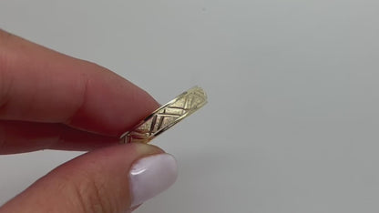 5mm Solid Gold Geometric Stardust Wedding Band for Men and Women | AT-0011