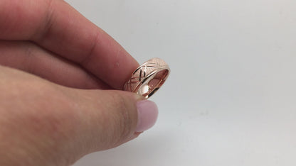 6mm Gold Geometric Star Dust Wedding Band for Men and Women | 0011