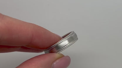 6mm 925 Silver Brushed Wedding Band for Men and Women with Double Milgrain | AT-6537