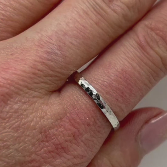 2mm Hammered Solid Gold Women's Wedding Ring 10K 14K 18K | 10K 14K 18K Solid Gold Wedding Band with polished Hammered finish, which gives this ring a classic and elegant look with extra spark.
