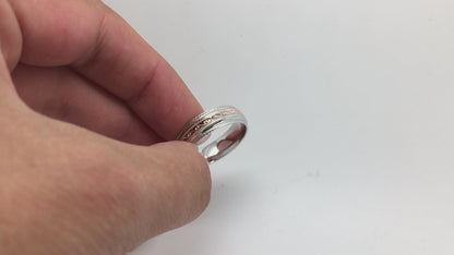 6mm Gold Wedding Band for Men and Women Faceted Double Milgrain | T-0031