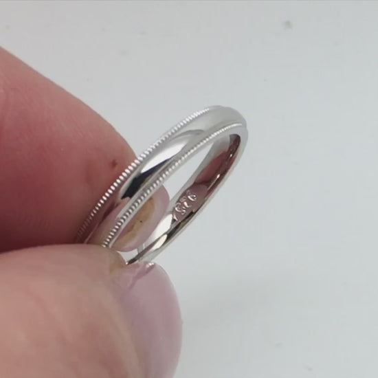2mm Solid Gold Women's Wedding Ring Simple Milgrain Edge | Elegant and classic 2 mm solid two tone gold ring with milgrain. Crafted with precision last a lifetime. Stack it with other rings or wear it alone.