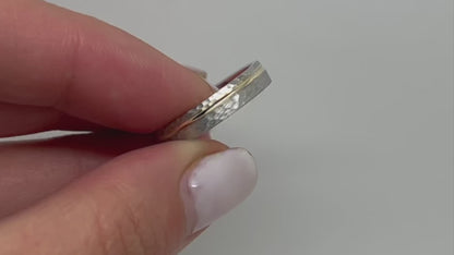 4mm Gold Hammered Wedding Band with off centre line for Women and Men | AT-0025