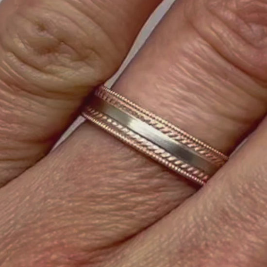 two tone gold mens wedding band