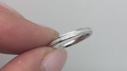 2mm 925 Sterling Silver Sparkly Wedding Band for Women with Polished Edges | AT-0020