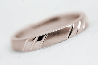 3mm Classic Gold Wedding Band for Men and Women with Angled Brush and Polished Finish | T-0002