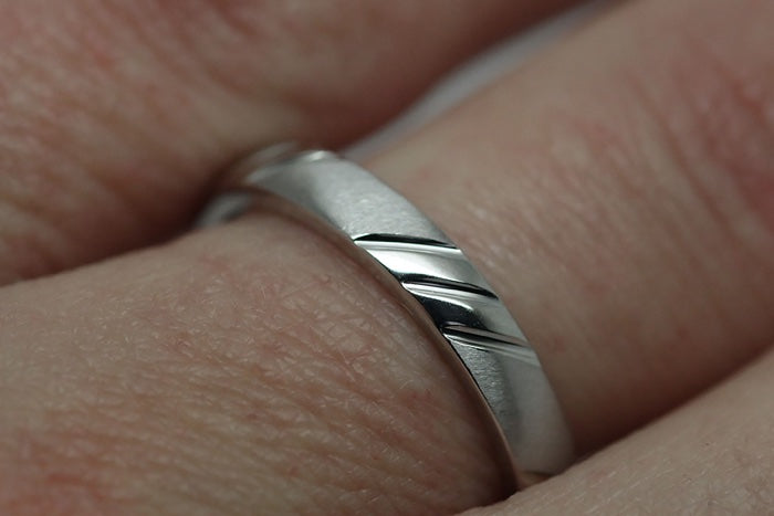 3mm 925 Sterling Silver Wedding Band for Men & Women in Brush & Polished | T-0034
