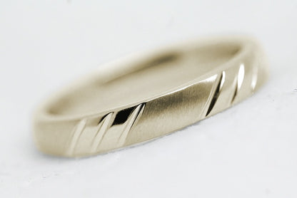 3mm Classic Gold Wedding Band for Men and Women with Angled Brush and Polished Finish | T-0002