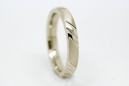 3mm Classic Gold Wedding Band for Men and Women with Angled Brush and Polished Finish | T-0002