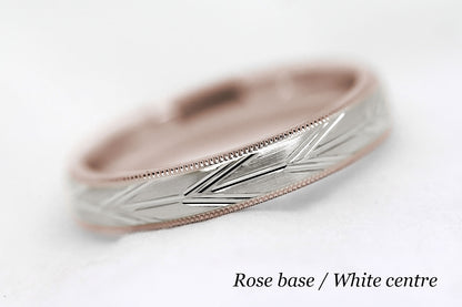 4mm Gold Wedding Band with Arrows Design for Men and Women | AT-0004
