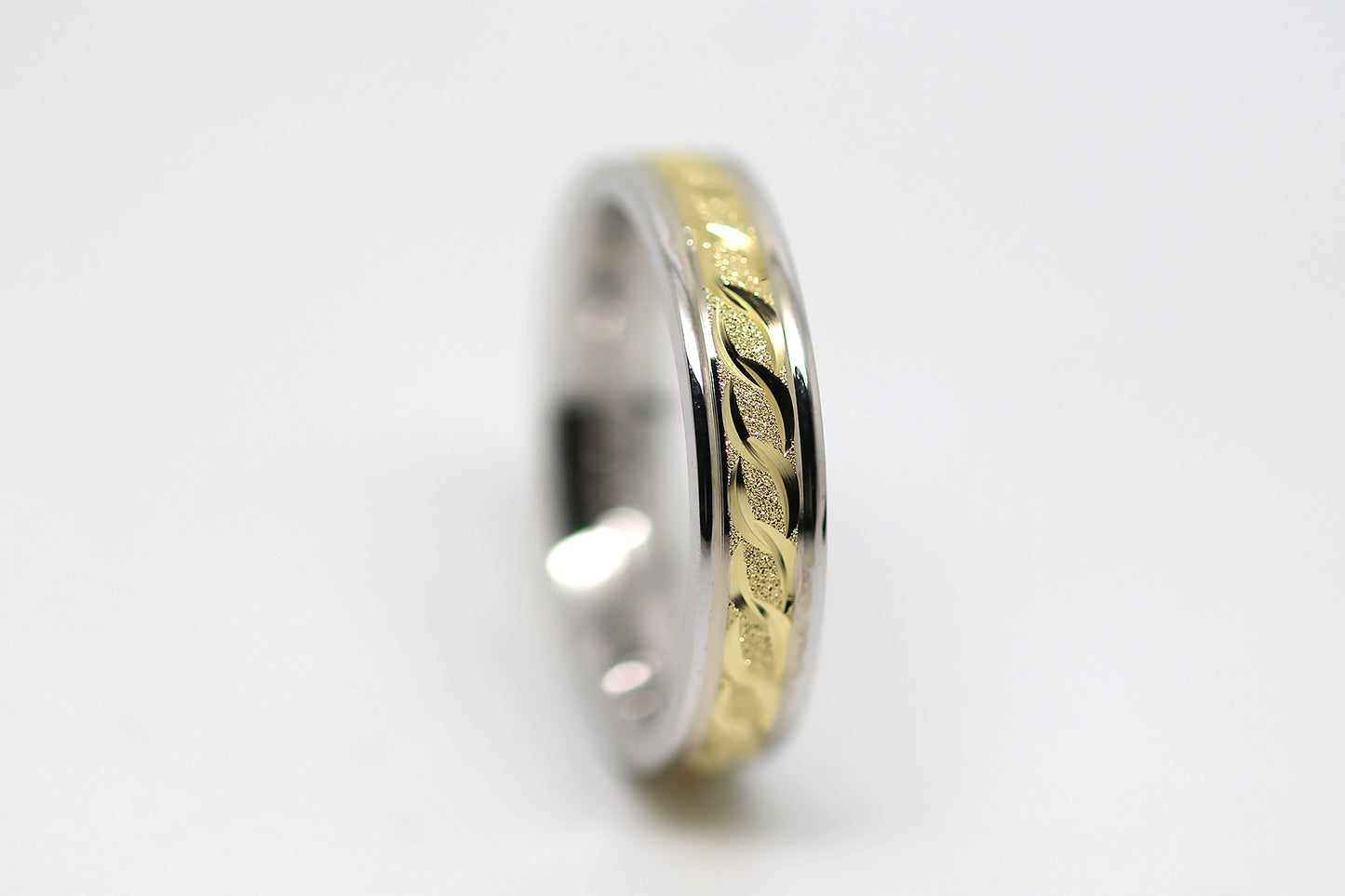 4mm Gold Wedding Band with Milgrain and Infinity Design for Women and Men | AT-0005