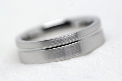 5mm 925 Silver Flat Brushed with line Wedding Band for Men and Women | T-0007