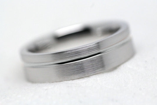 5mm 925 Silver Flat Brushed with line Wedding Band for Men and Women | T-0007