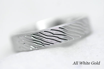 5mm Gold Brushed Flat Wedding Band for Men and Women with lines | T-0008