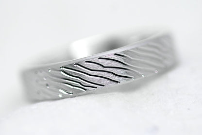 5mm 925 Silver Flat Brushed Wedding Band for Men and Women with lines | T-0008