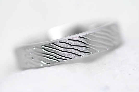 5mm 925 Silver Flat Brushed Wedding Band for Men and Women with lines | T-0008