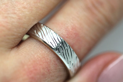 5mm Gold Brushed Flat Wedding Band for Men and Women with lines | T-0008