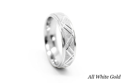6mm Gold Geometric Star Dust Wedding Band for Men and Women | 0011