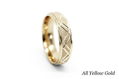 6mm Gold Geometric Star Dust Wedding Band for Men and Women | 0011