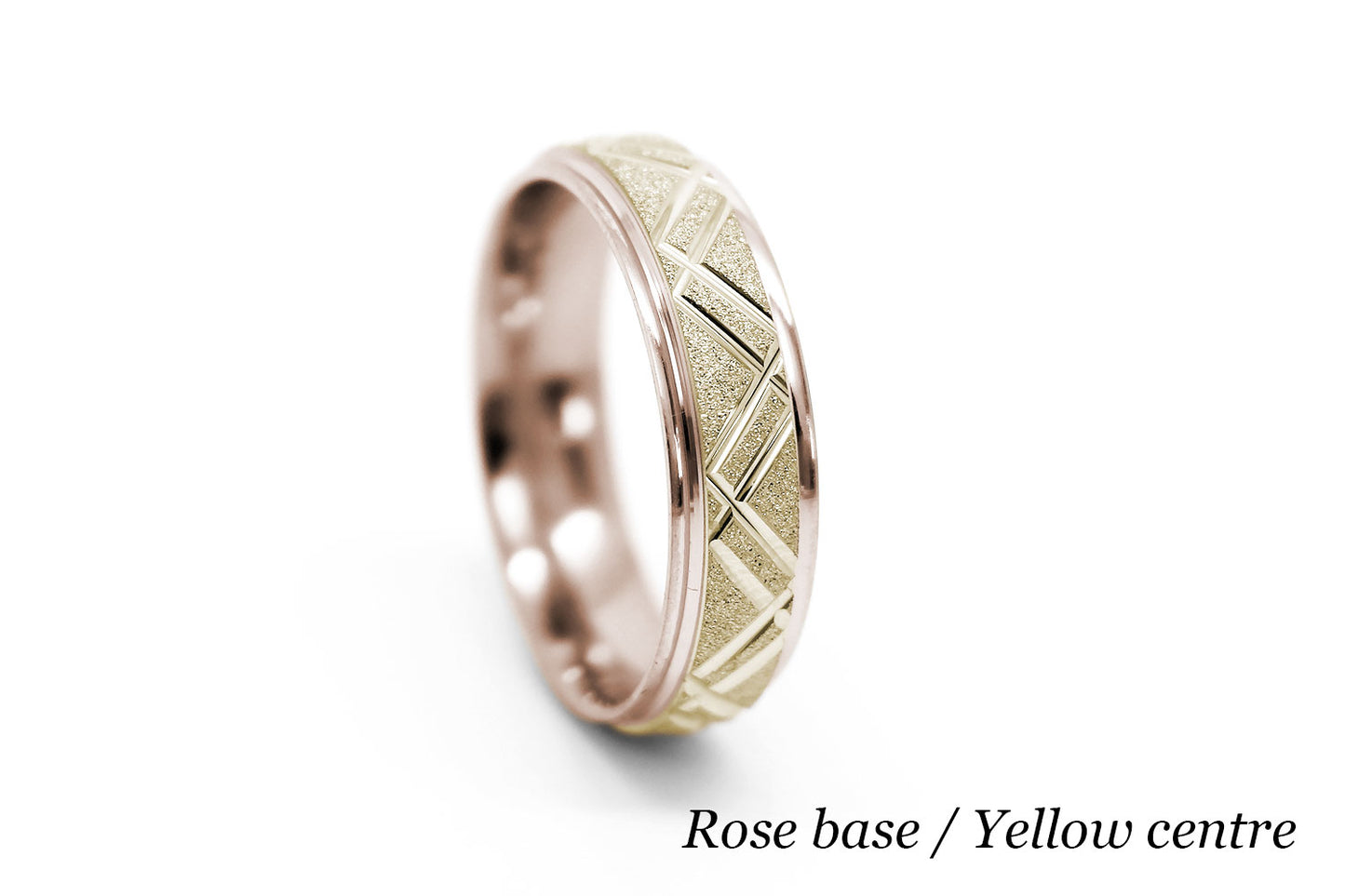 6mm Gold Geometric Star Dust Wedding Band for Men and Women | 0011