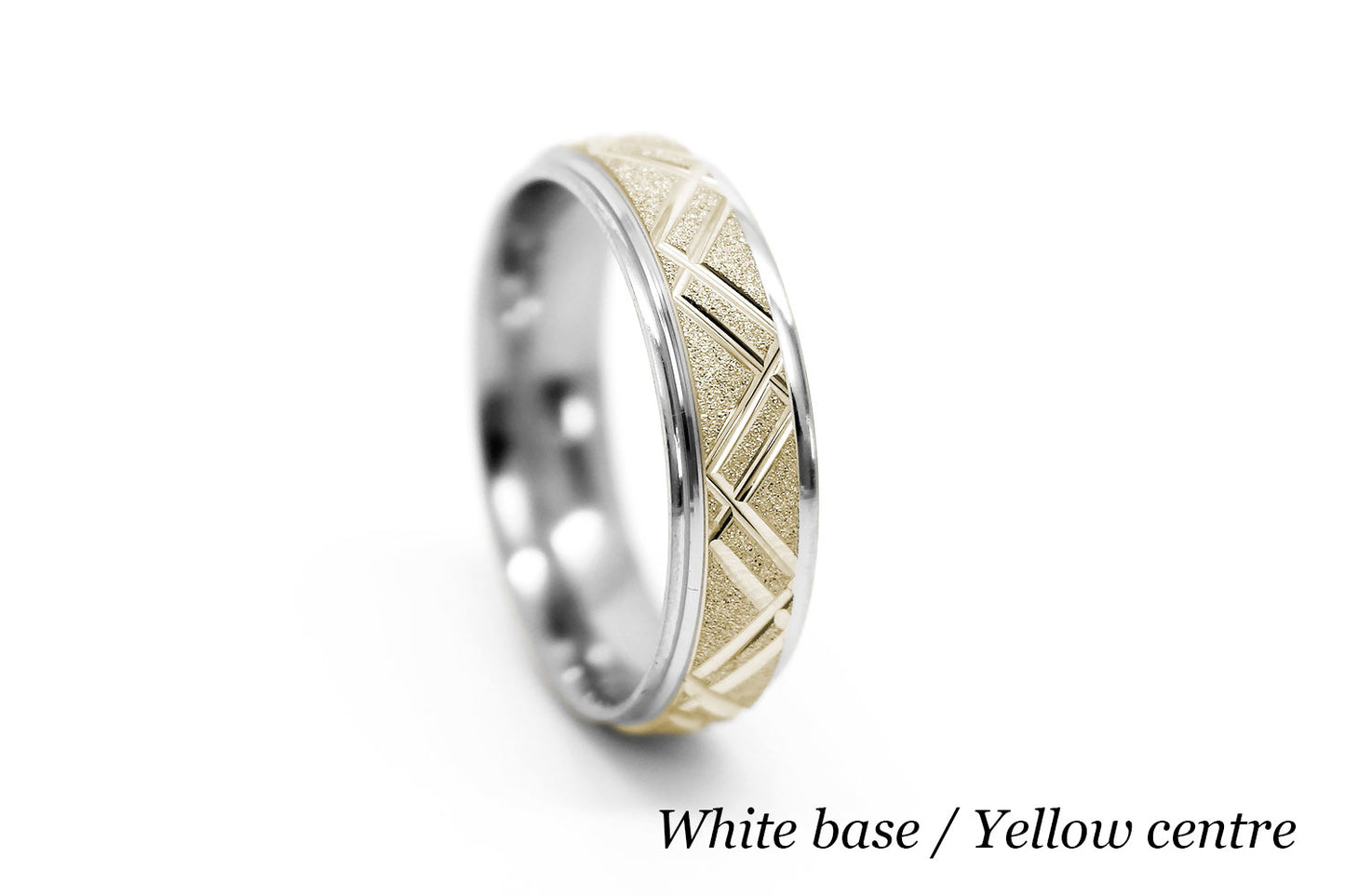 6mm Gold Geometric Star Dust Wedding Band for Men and Women | 0011