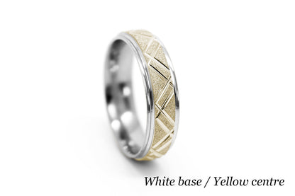 6mm Gold Geometric Star Dust Wedding Band for Men and Women | 0011
