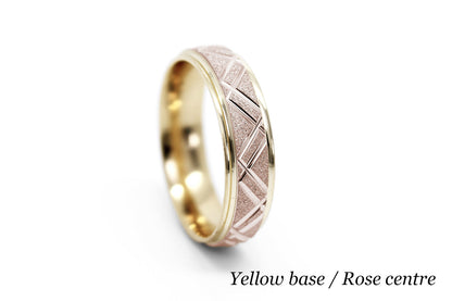 6mm Gold Geometric Star Dust Wedding Band for Men and Women | 0011