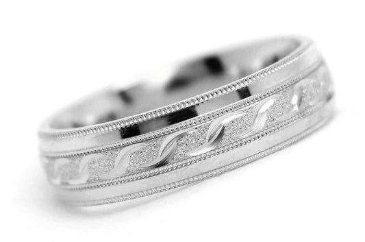 5mm 925 Silver Infinity Design with Milgrain Wedding Band for Men and Women | AT-0012