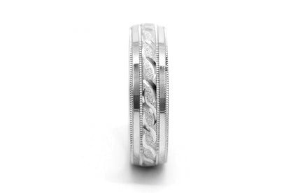 5mm 925 Silver Infinity Design with Milgrain Wedding Band for Men and Women | AT-0012
