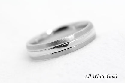 4mm Gold Brushed and Polished Wedding Band for Women and Men | T-0012