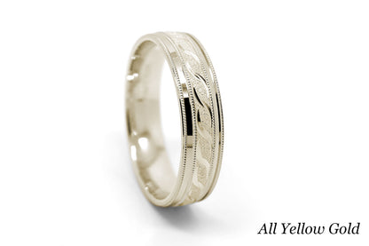 5mm Gold Infinity Design with Milgrain Wedding Band for Men and Women | AT-0012