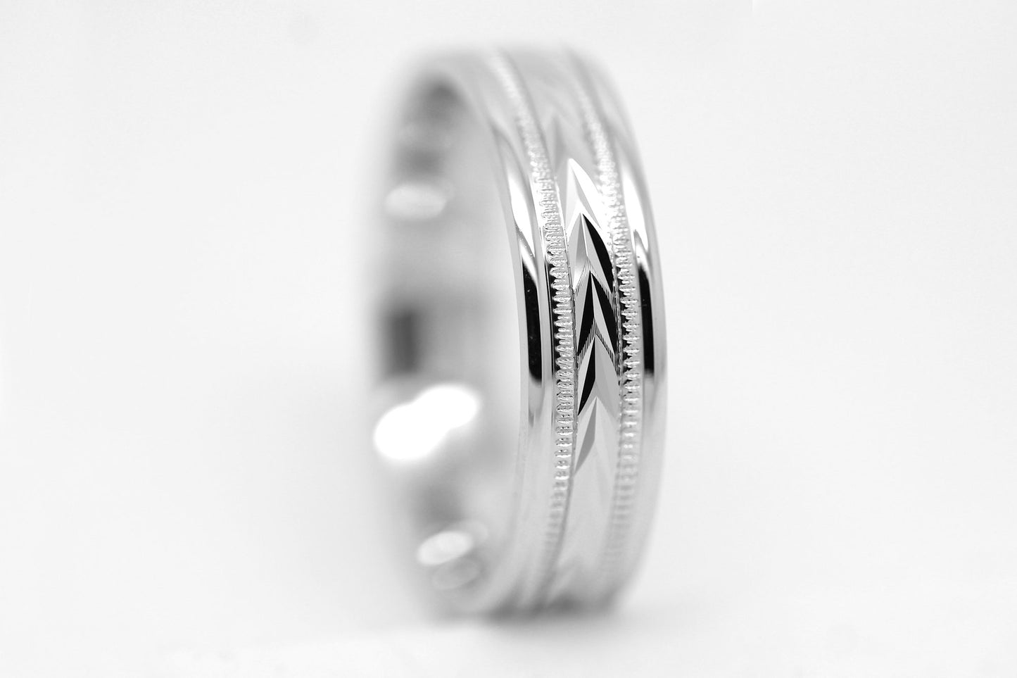 6mm 925 Silver  Wedding Band for Men with Wheat Design and wide Milgrain | T-0012