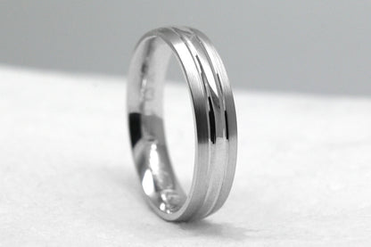 4mm 925 Silver Brushed and Polished Wedding Band for Men and Women | T-0012