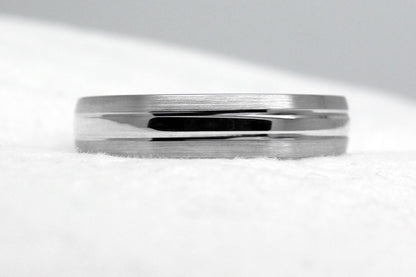 4mm 925 Silver Brushed and Polished Wedding Band for Men and Women | T-0012